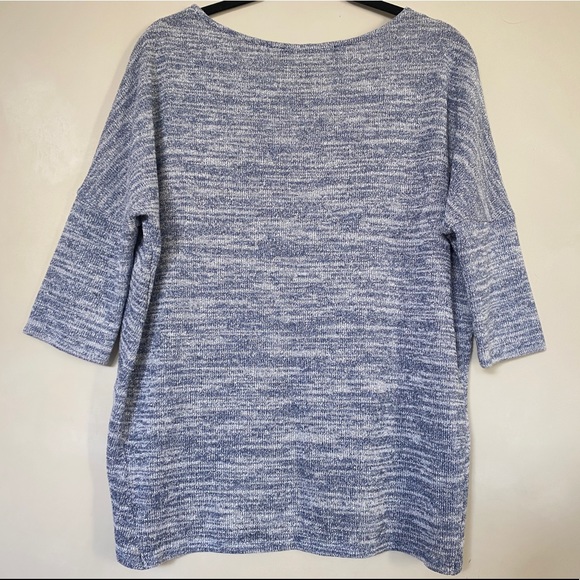 White House Black Market Sparkle Blue Gray Silver Cross Front Knit Top Small - Picture 7 of 8
